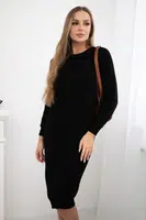 Pruhované svetrové šaty černé barvy