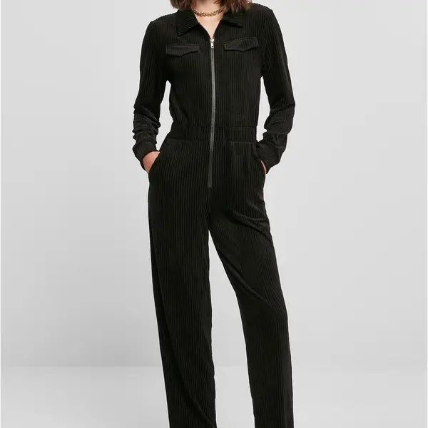 Dámský oblek Velvet Rib Boiler Suit černý