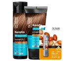 Sada pro obnovu matných a křehkých vlasů Dr. Santé Keratin - šampon 250 ml + péče 200 ml + balzám na rty zdarma + dárek zdarma