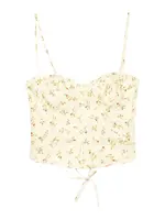 Bershka Top  béžová / tmavozelená / krvavo červená