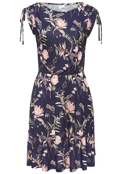 VIVANCE Letné šaty  námornícka modrá / olivová / ružová