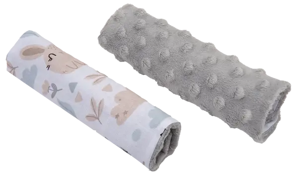 Medi Partners Stroller belt protectors (2 pcs.) cotton + minky – Polana + gray minky
