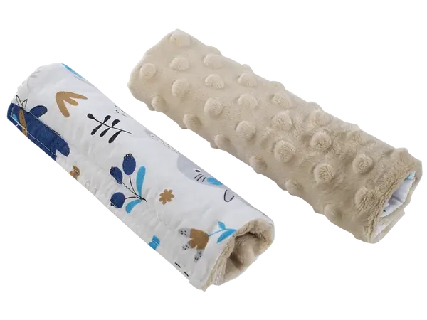 Medi Partners Stroller belt protectors (2 pcs.) cotton + minky – Boho animals + beige minky