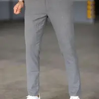 47676 Dewberry Italian Cut Elastic Fabric Mens Trousers-DARK GREY