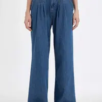 DEFACTO Wide Leg High Waist Long Jean Washed Trousers