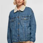 Dámská oversized džínová bunda Sherpa čirá modrá sepraná