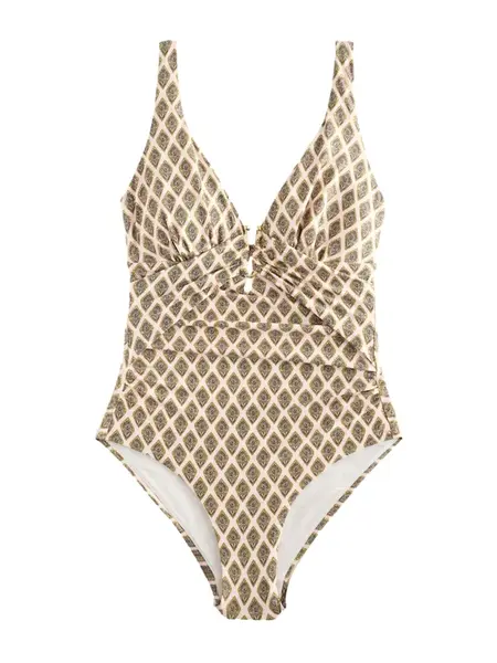 Next Jednodielne plavky  kaki / ružová / čierna