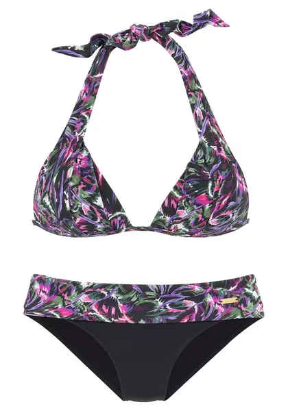 LASCANA Bikinový top  zelená / fialová / svetloružová / čierna