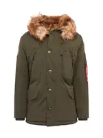 ALPHA INDUSTRIES Zimná parka 'Polar'  žltohnedá / olivová / jasne červená / biela