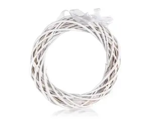 Dekorace Ratanový věnec 26 cm, bílý