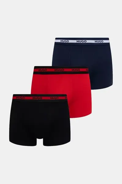 HUGO priliehavé boxerky pánske bavlnené s elastanom TRIPLET PLANET 3-pak