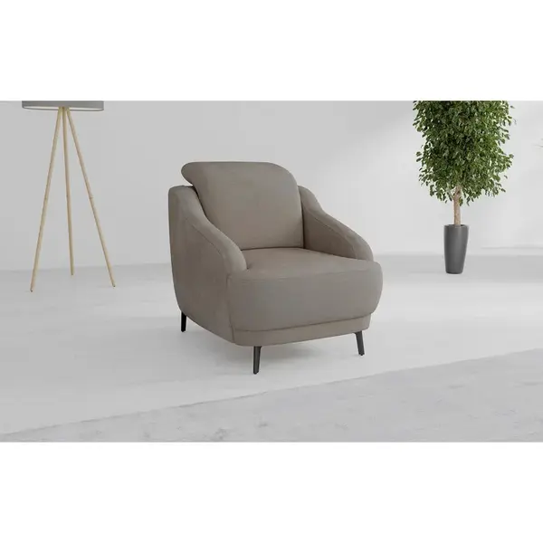 Sit & More KŘESLO, textil, barvy lískového ořechu