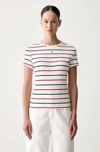 Tommy Jeans basic tričko dámske bavlnené s elastanom