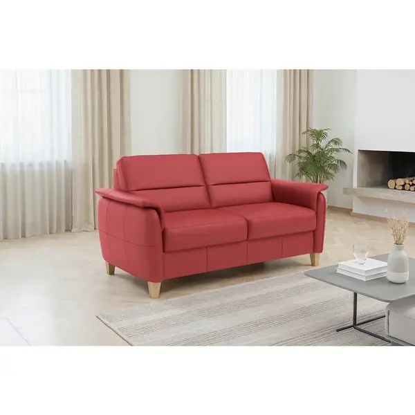 Sit & More TŘÍMÍSTNÁ POHOVKA, červená, pravá kůže