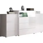P & B ŠIROKÁ KOMODA, bílá, vysoce lesklá bílá, 150/80,7/39 cm