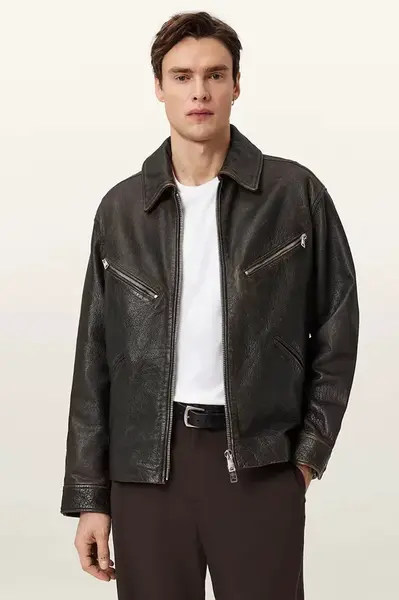 AllSaints bunda pánska kožená STARDAY