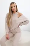 3dílný set mikina + top + legíny béžové