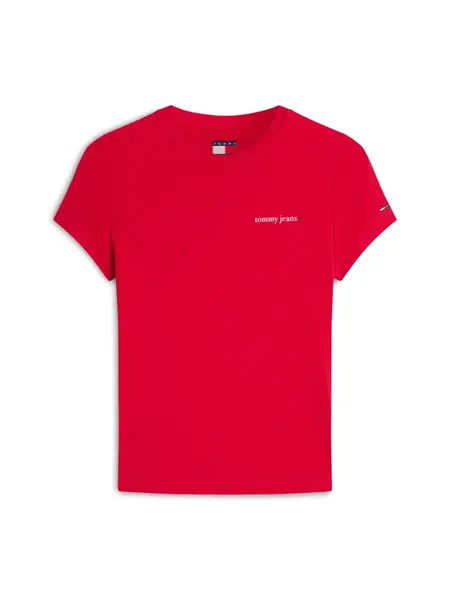 Tommy Jeans Tričko 'Logo Slim'  červená / biela