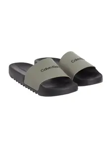 Calvin Klein Šľapky  olivová / čierna