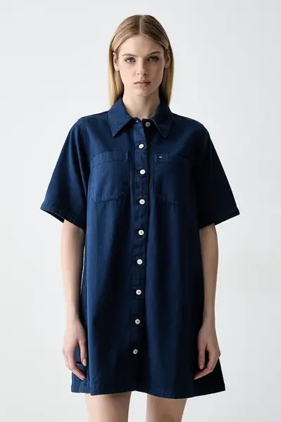 Tommy Jeans košilové šaty bavlněné