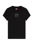 Tommy Jeans Tričko 'Logo Slim'  čierna / biela