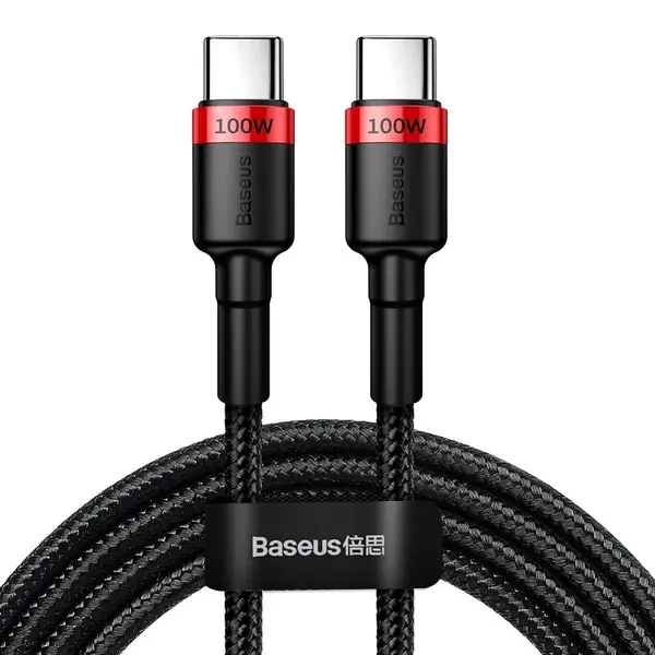 Datový kabel Baseus Cafule Flash Charging USB-C - USB-C 100W 2m, červená/černá