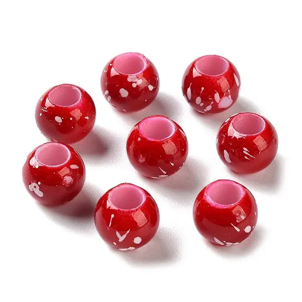Spray Painted ABS Plastic European Beads
