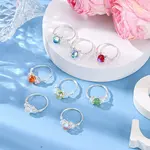 8Pcs Copper Wired Glass Finger Rings