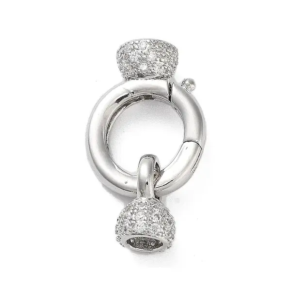 Rack Plating Brass Micro Pave Cubic Zirconia Fold Over Clasps