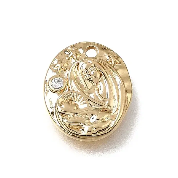 Brass Micro Pave Clear Cubic Zirconia Charms