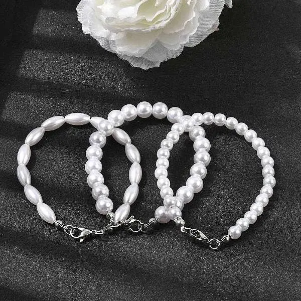 Plastic Pearl Beaded Bracelets for Women