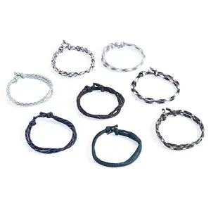 32Pcs 8 Styles Polyester & Spandex Cord Braided Bead Bracelets