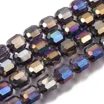 Electroplate Transparent Column Glass Beads Strands