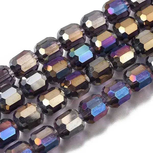Electroplate Transparent Column Glass Beads Strands