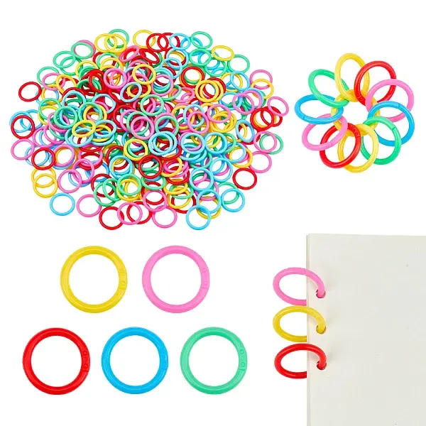 250Pcs 5 Colors Plastic Loose Leaf Book Binder Rings