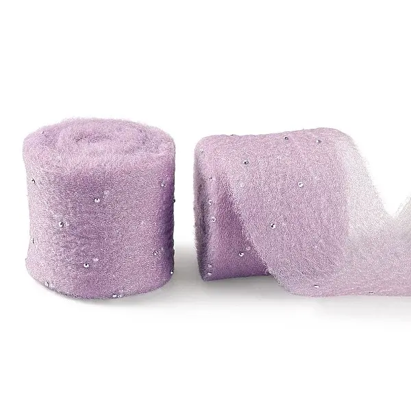 2Rolls Polyester Hot-fix Rhinestone Raw Edges Ribbon