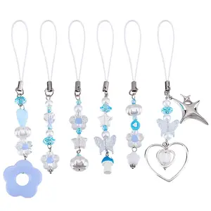6Pcs Acrylic & Resin & Plastic Mobile Straps