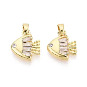 Brass Micro Pave Clear Cubic Zirconia Charms