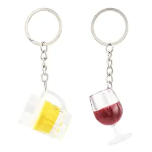 2Pcs 2 Colors Transparent Resin Drink Keychains