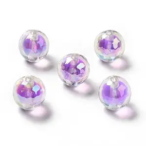 Two Tone UV Plating Rainbow Iridescent Acrylic Beads