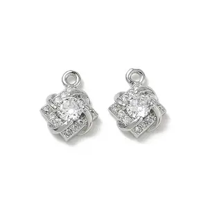 Brass Micro Pave Clear Cubic Zirconia Charms