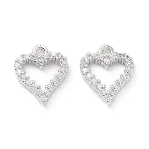 Rack Plating Brass Micro Pave Cubic Zirconia Charms