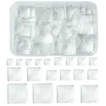 48Pcs 6 Styles Transparent Square Glass Cabochons