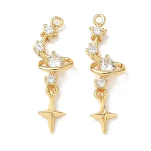 Brass Micro Pave Cubic Zirconia Pendants