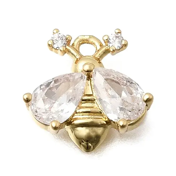 Brass Micro Pave Clear Cubic Zirconia Charms