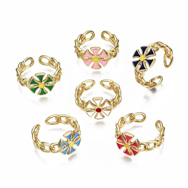 Brass Enamel Cuff Rings