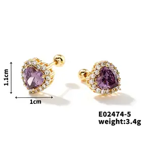 Exquisite Brass Cartilage Earrings with Zirconia