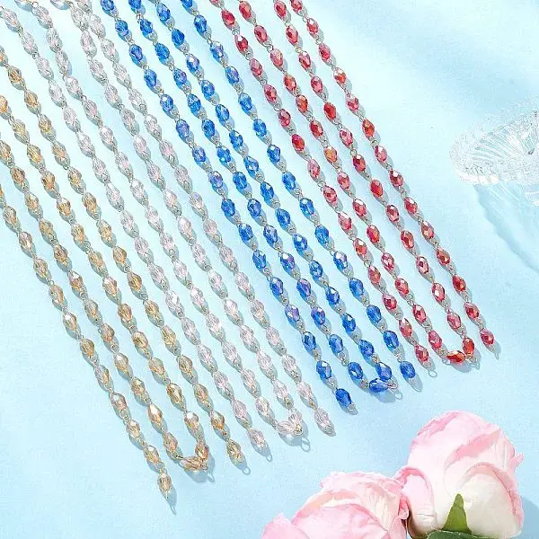 Oval Glass Beaded Link Chains