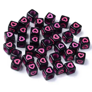 Opaque Black Acrylic European Beads