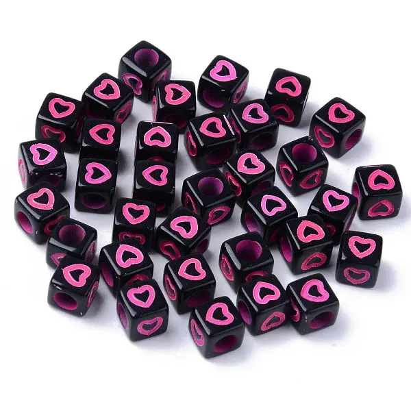 Opaque Black Acrylic European Beads
